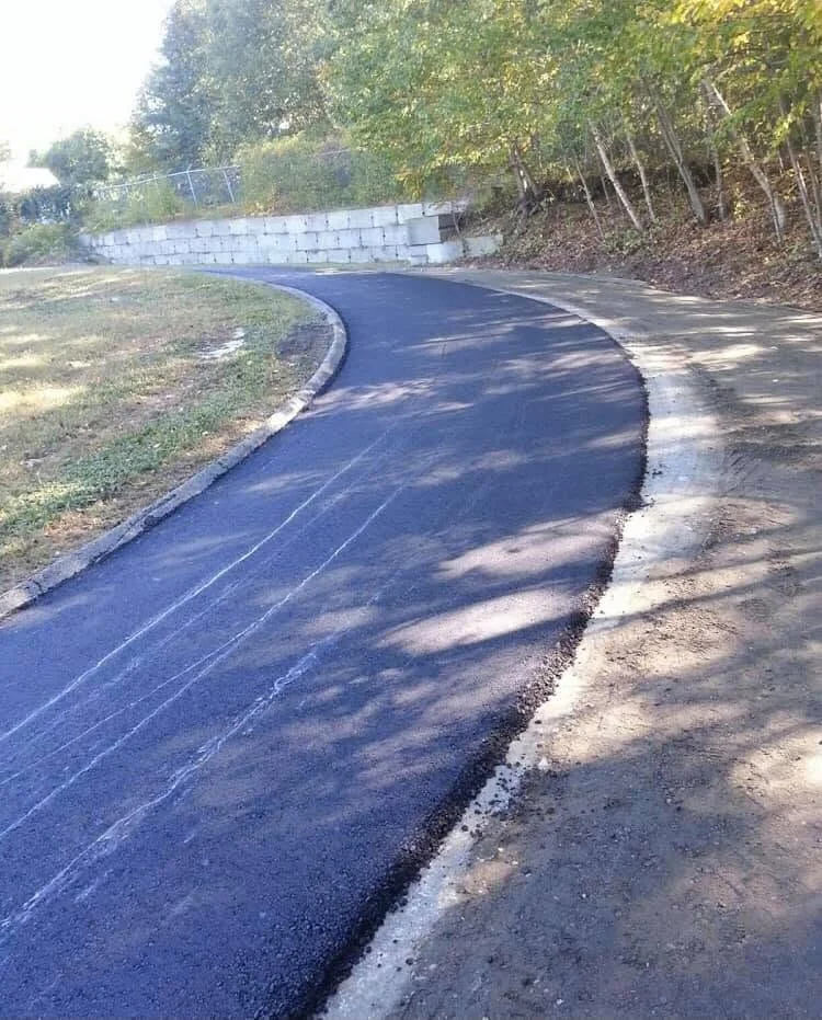 Curved road paving project in Connecticut